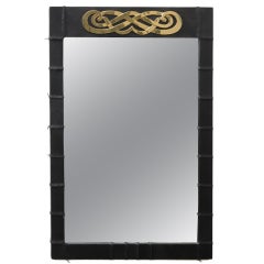 Handsome Leather and Brass Mirror