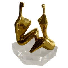 Pair of Modernist Polished Bronze Male/Female  Sculptures