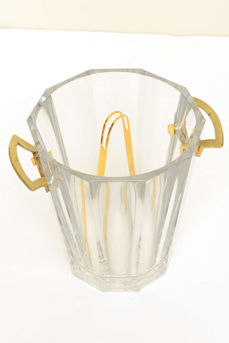 French Baccarat Crystal and Bronze Modernist Champagne Holder/Ice Bucket
