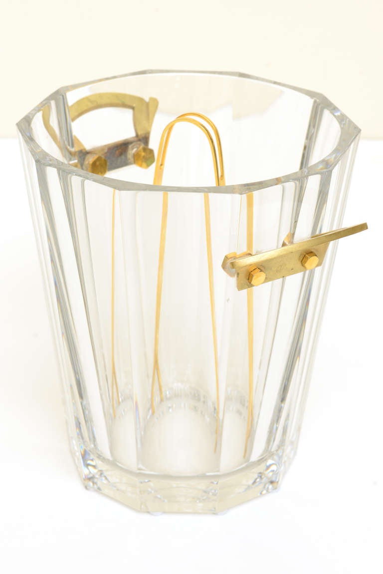 Mid-20th Century Baccarat Crystal and Bronze Modernist Champagne Holder/Ice Bucket
