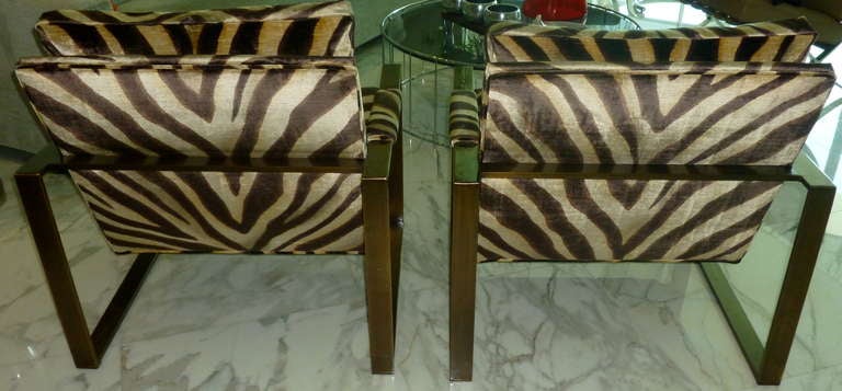 Pair of Exquisite Oiled Bronze Milo Baughman Lounge/Side Chairs In Good Condition In North Miami, FL