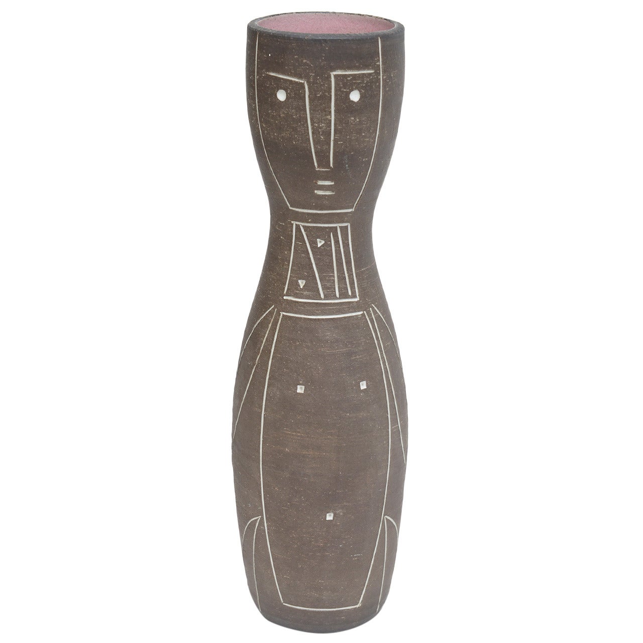 French Miro Inspired Mid-Century Ceramic Vase or Vessel Sculpture