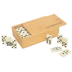 Vintage Bakelite Domino Set in Original Wood Box