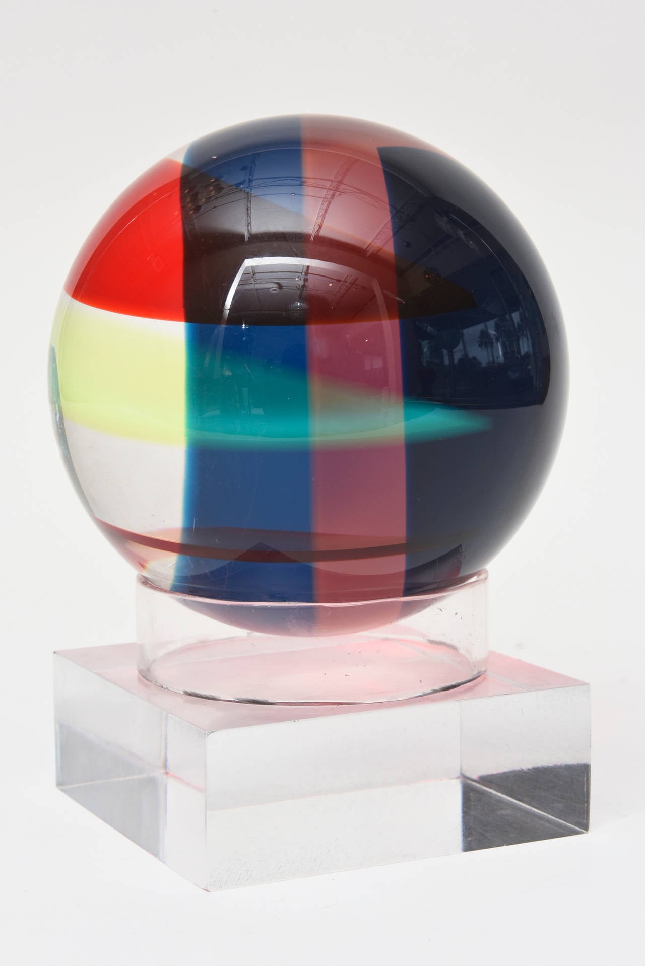 Minimalist Signed Vasa Lucite Ball Sculpture