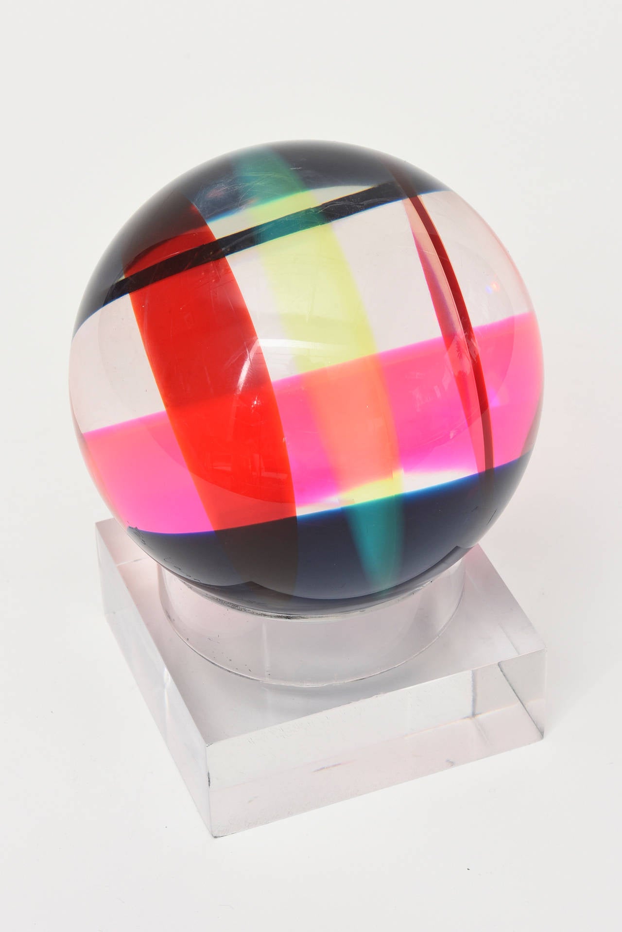 Signed Vasa Lucite Ball Sculpture 1