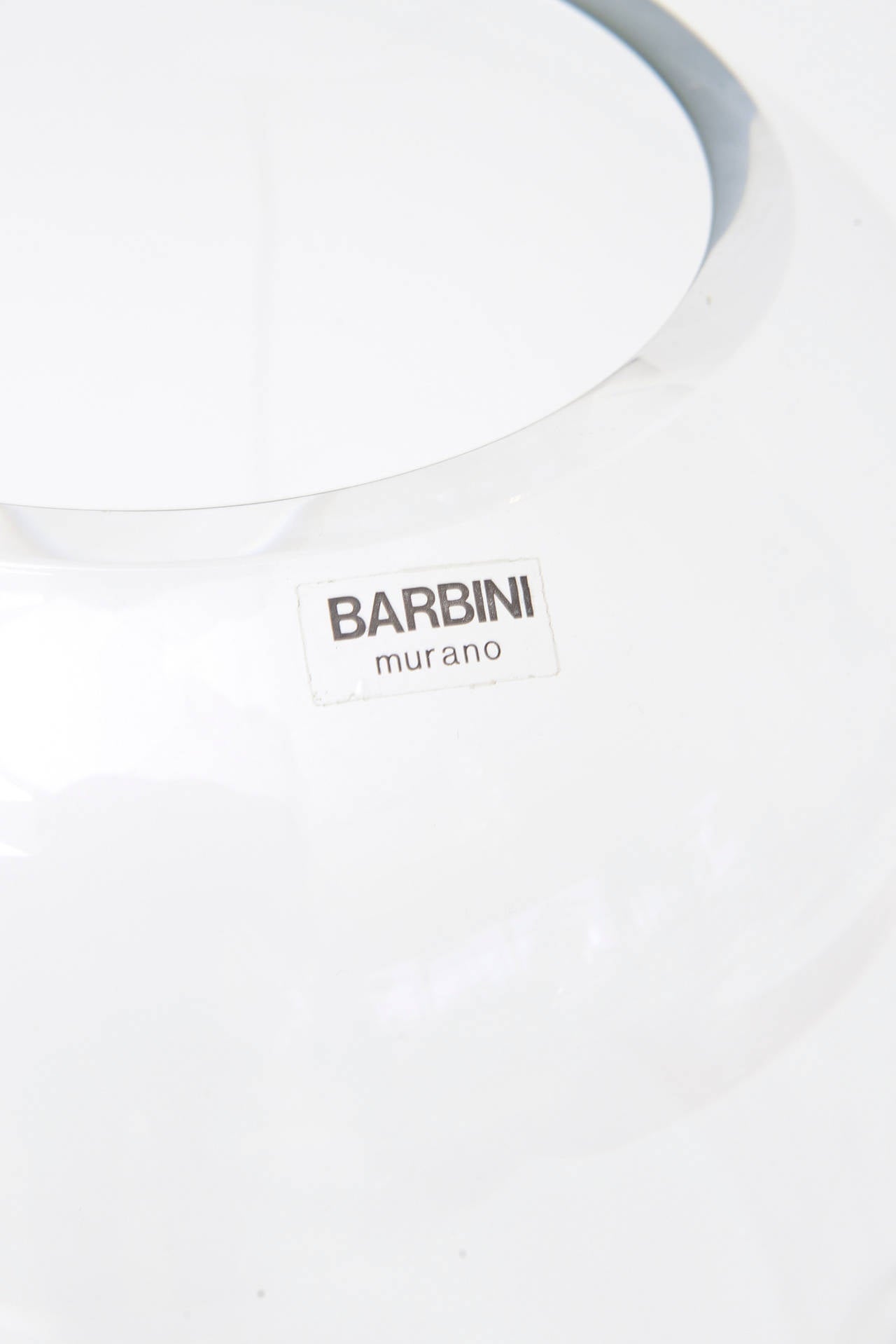 Modern Italian Murano Barbini Monumental Glass Vase with Black Glass Stripe 