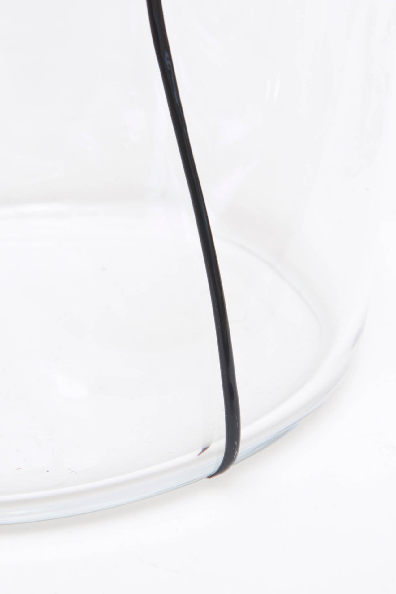 Italian Murano Barbini Monumental Glass Vase with Black Glass Stripe  1