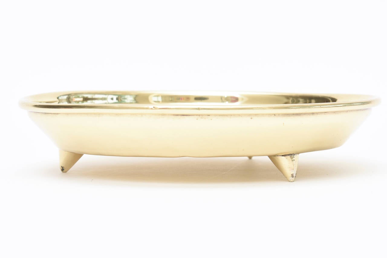 Mid-20th Century Signed Salvador Teran Polished Brass and Mosaic Glass Bowl or Tray