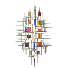Spectacular Rare Nail and Glass Wall Sculpture