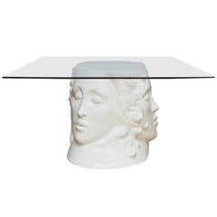 One-of-a-Kind Signed White Lacquered Resin and Glass Dining Table or Desk 12