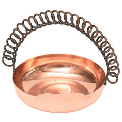 Signed Rebajes Polished Copper and Looped Metal Sculptural Bowl 3