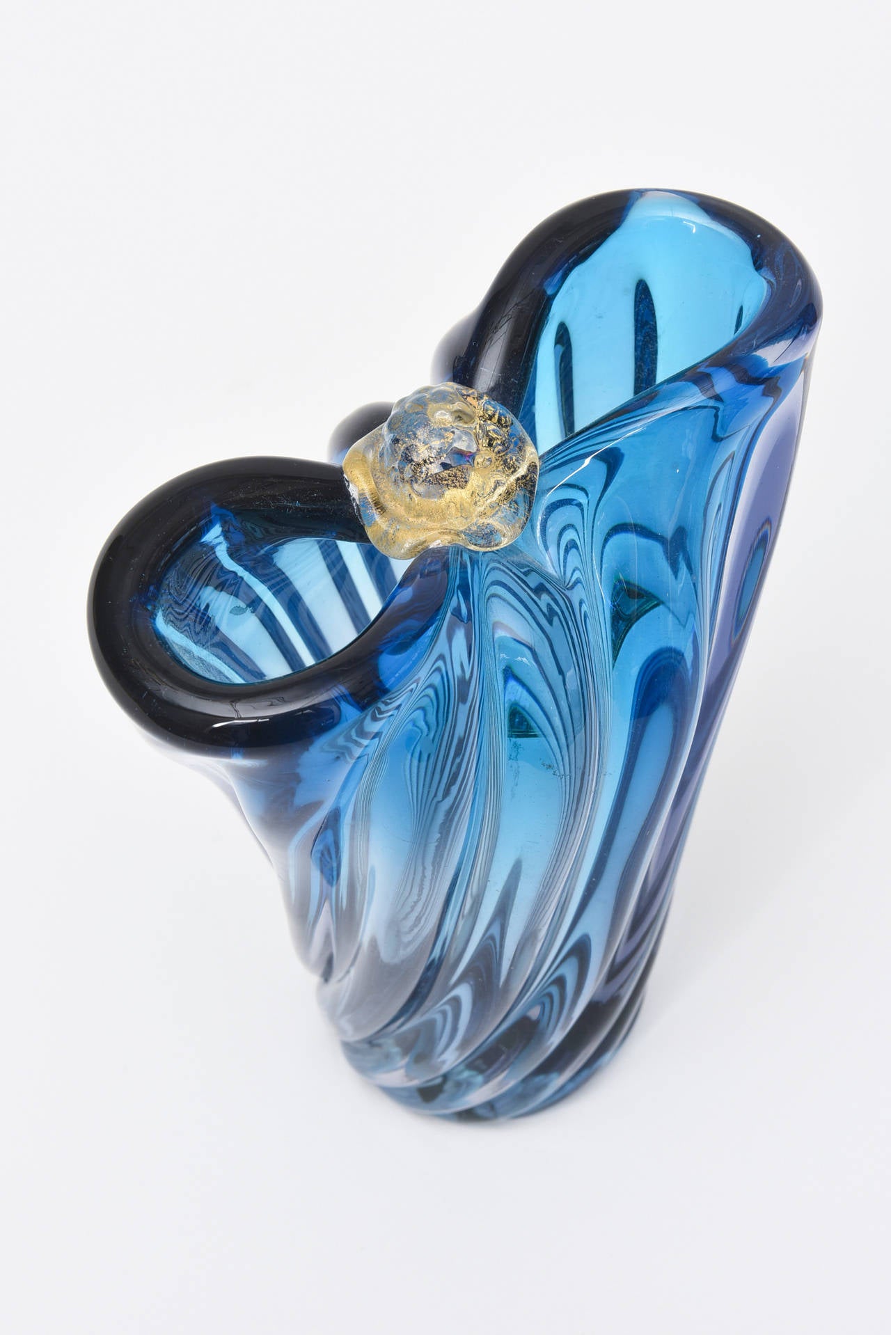 sapphire blue glass vase