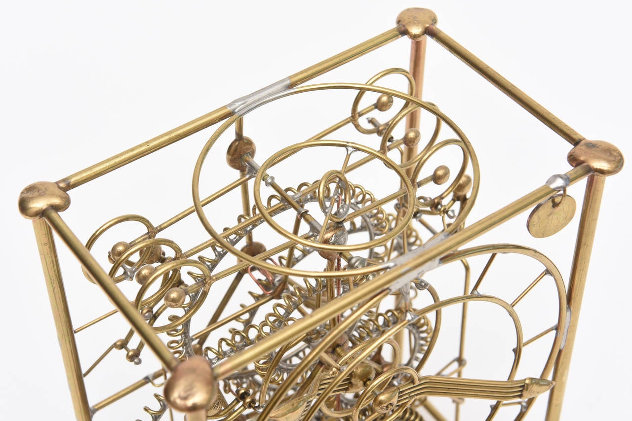 One of Kind Sculptural Kinetic Figures Brass Clock 3