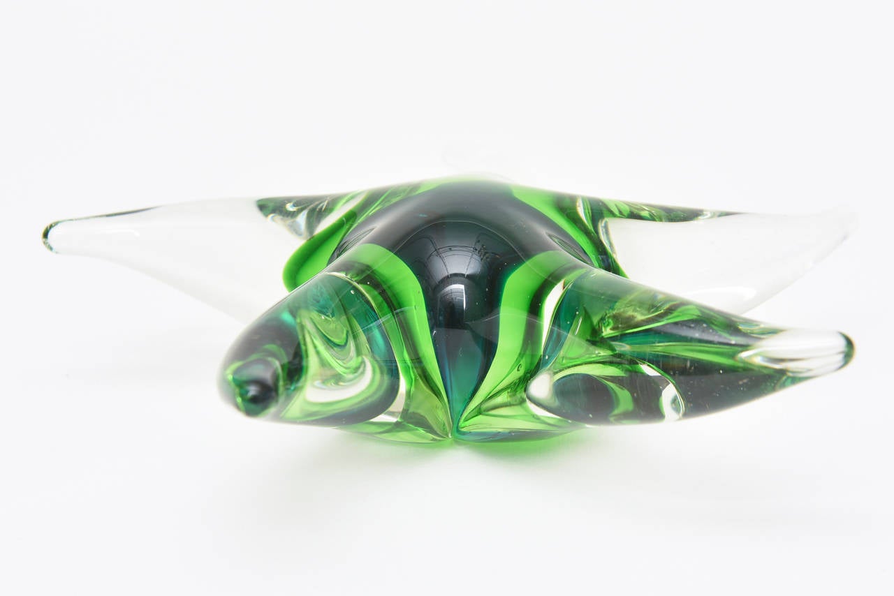 Italian Murano Seguso Sommerso Glass Star Fish/Object/ Sculpture 1