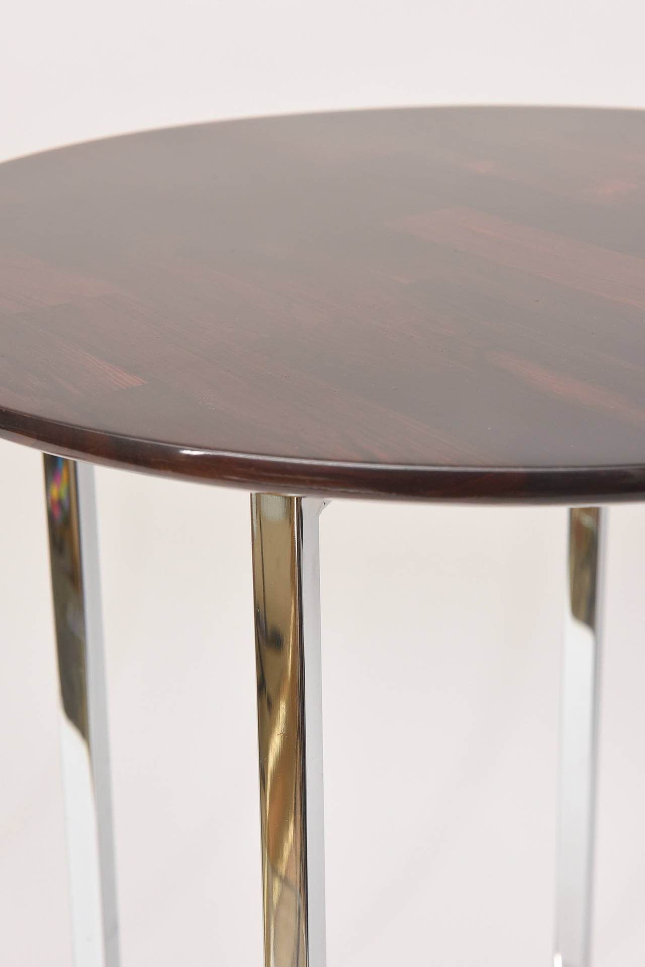 Pair of Milo Baughman Rosewood and Chrome Side Tables Vintage 2