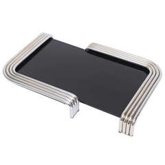 Black Lucite and Polished Chrome Deco Meets Moderne Inspired Tray