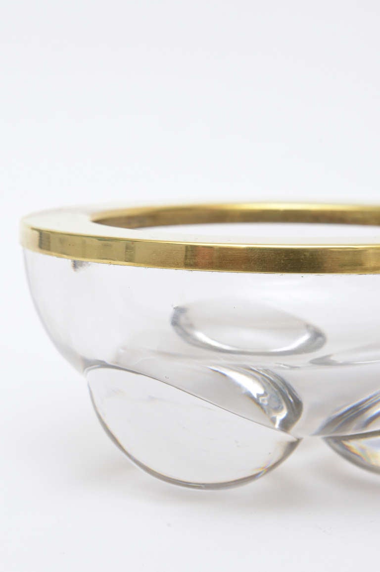 Mid-20th Century Italian Polished Brass and Glass Large Moon Bubble Bowl or Dish / SAT.SALE