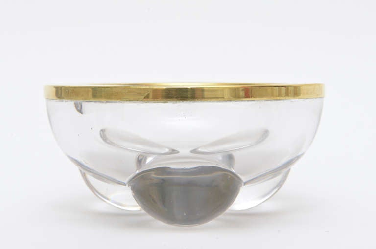 Italian Polished Brass and Glass Large Moon Bubble Bowl or Dish / SAT.SALE 1