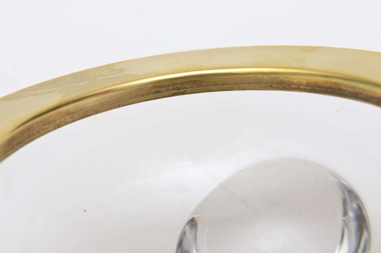 Italian Polished Brass and Glass Large Moon Bubble Bowl or Dish / SAT.SALE 3