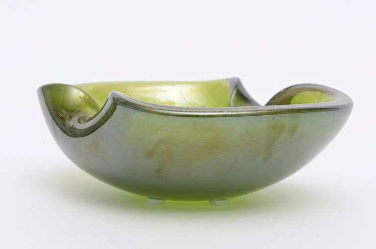 Murano Seguso Gold Iridescent Aventurine Glass Bowl Mid-Century Modern 4