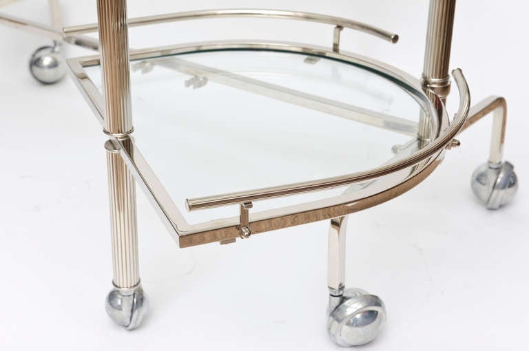 Amazing Tiered and Swivel Nickel Silver and Glass Italian Bar Cart/ SAT.SALE 2