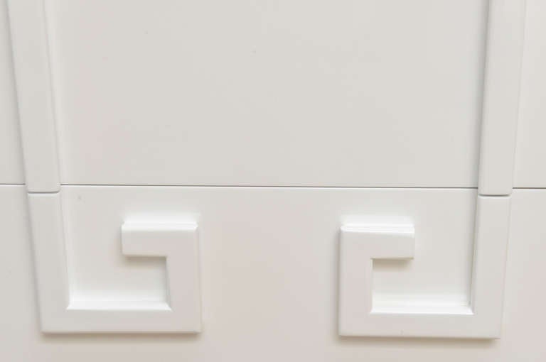 Kittinger Style White Lacquered Wood Greek Key Dresser 1