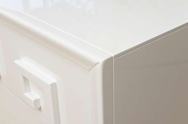 Kittinger Style White Lacquered Wood Greek Key Dresser 2