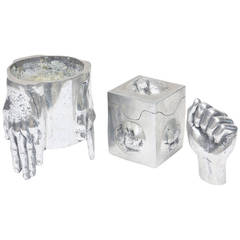 Set of Three Signed Aluminum Sculptural Objects in the Style of Etts 3