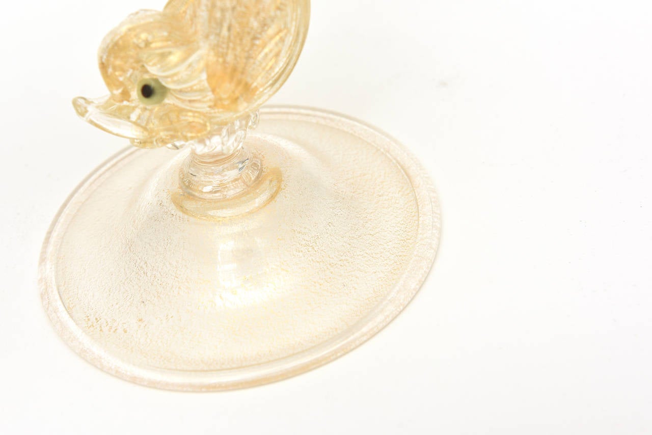 Pair of Italian Venetian Murano Glass Salviati Champagne Goblets 2