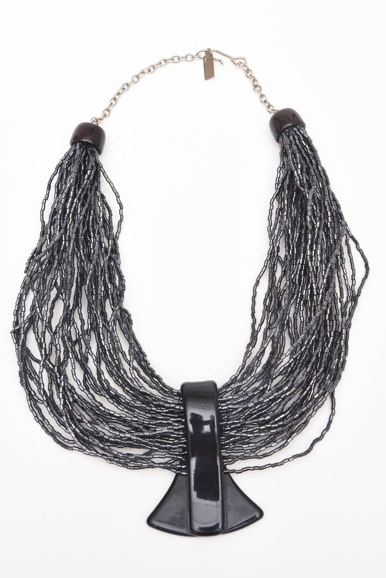 Women's  Ugo Correani Glass Beads, Lucite Rhinestone Strand Pendant Necklace Italian For Sale