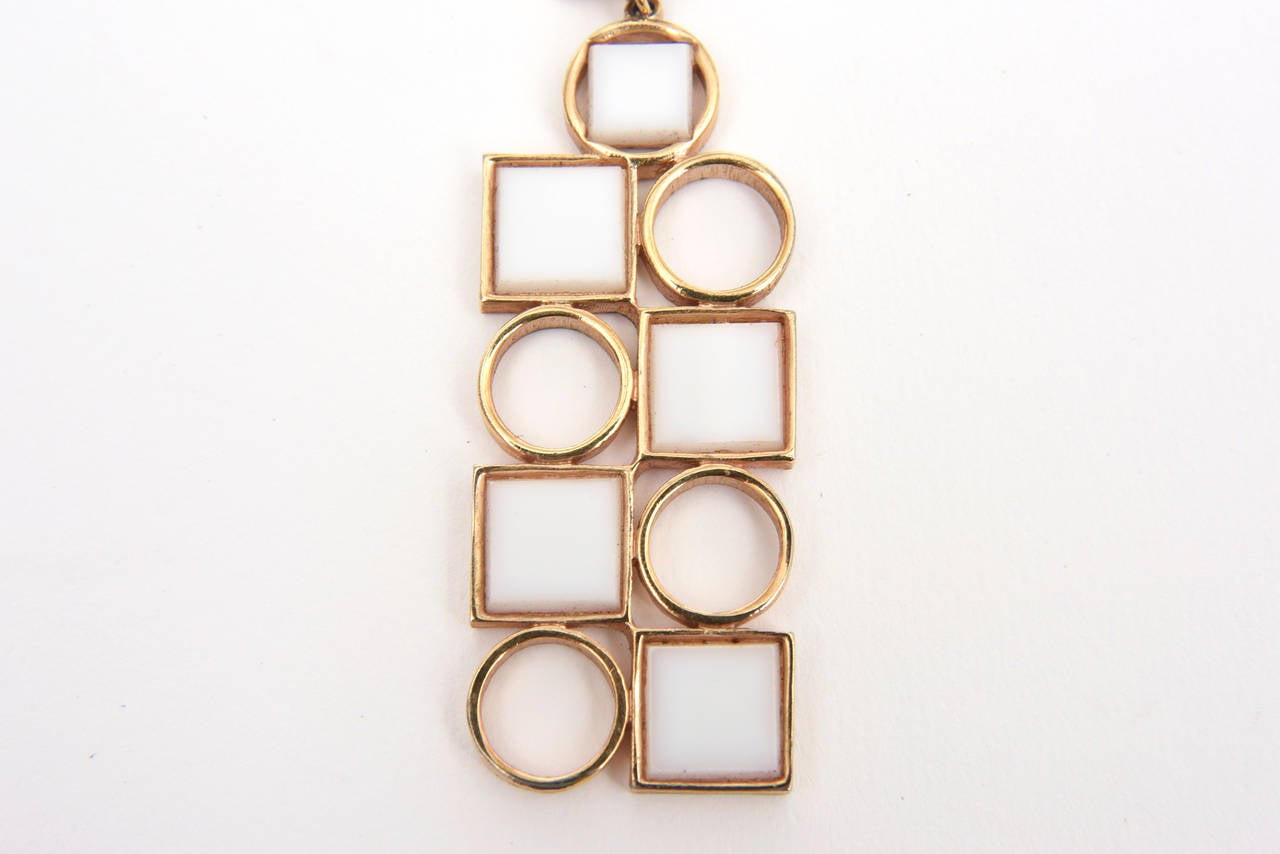 Signed Trifari Geometric Sculptural Dangle Earrings  In Excellent Condition In North Miami, FL