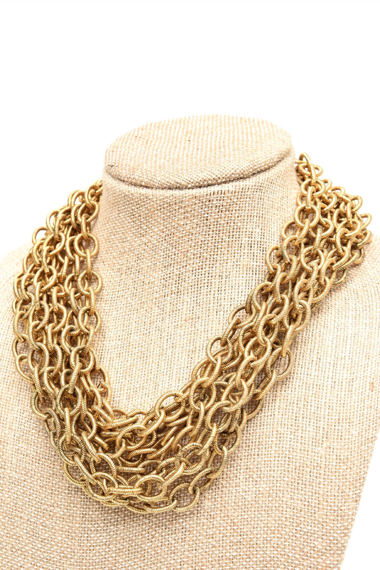 8 Row Chain Necklace Italian Vintage In Good Condition In North Miami, FL