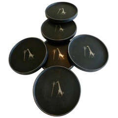 Set of 6 Hallmarked Sterling Silver inlay Coasters/ SATURDAY SALE