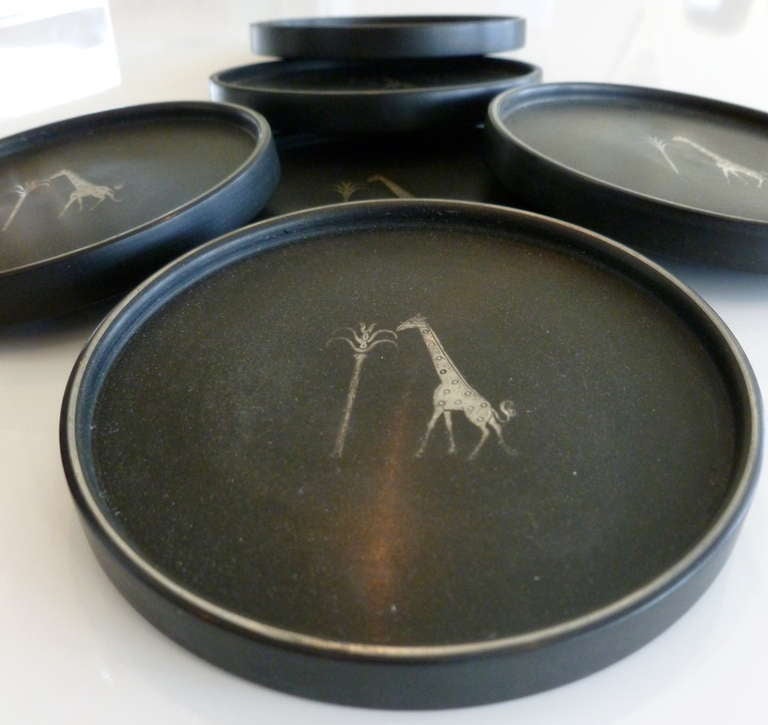 Set of 6 Hallmarked Sterling Silver inlay Coasters/ SATURDAY SALE