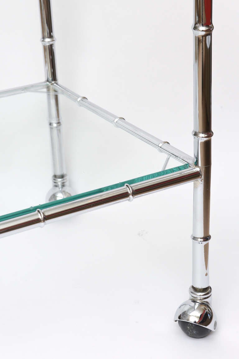 American Faux Bamboo Chrome Two-Tiered Bar Cart or Trolly/  SATURDAY SALE