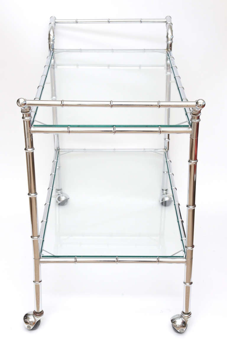 Faux Bamboo Chrome Two-Tiered Bar Cart or Trolly/  SATURDAY SALE 1