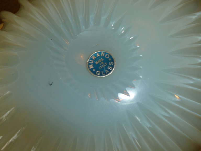 Mid-20th Century Stunning Italian Murano Barbini Opalescent Glass Monumental Bowl/ SAT. SALE