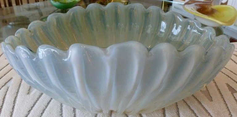 Stunning Italian Murano Barbini Opalescent Glass Monumental Bowl/ SAT. SALE 3