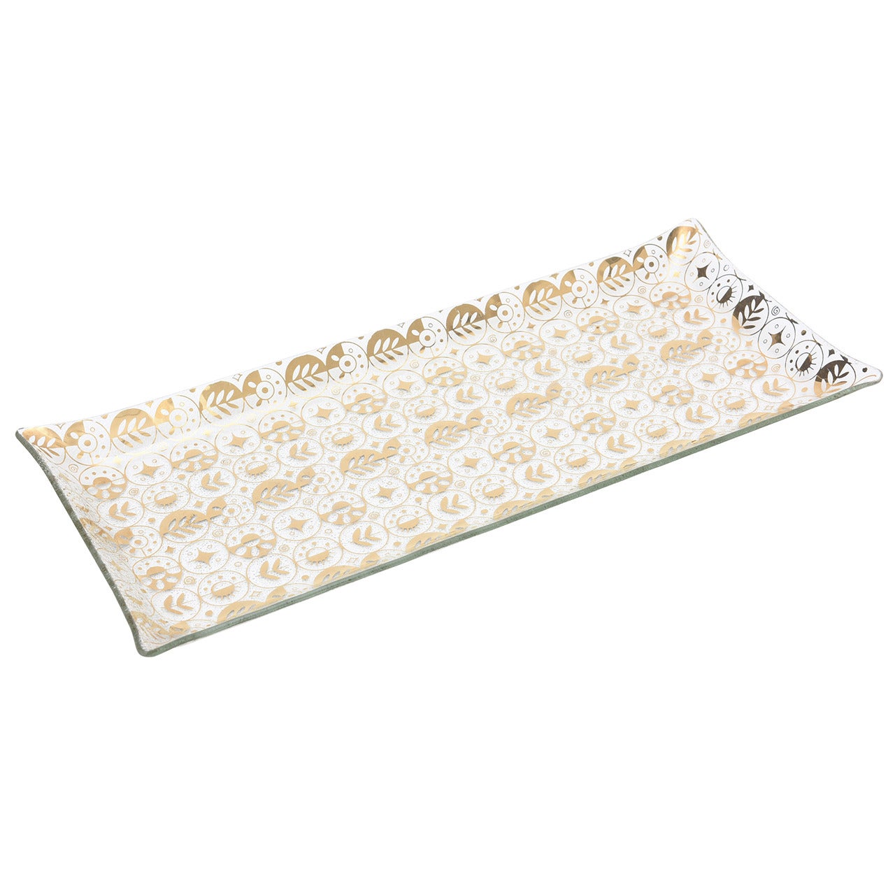Signed George Briard Optical Glass Graphic Oblong Tray