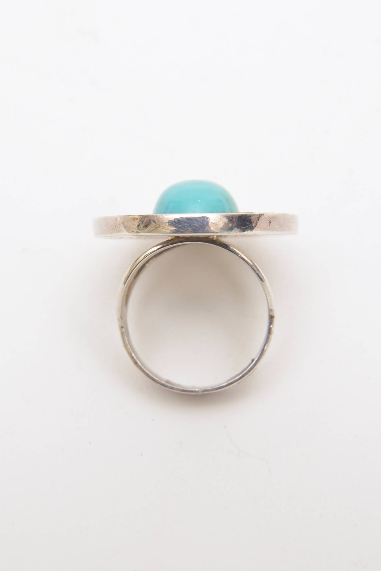  Sterling Silver and Turquoise Sculptural Ring 1
