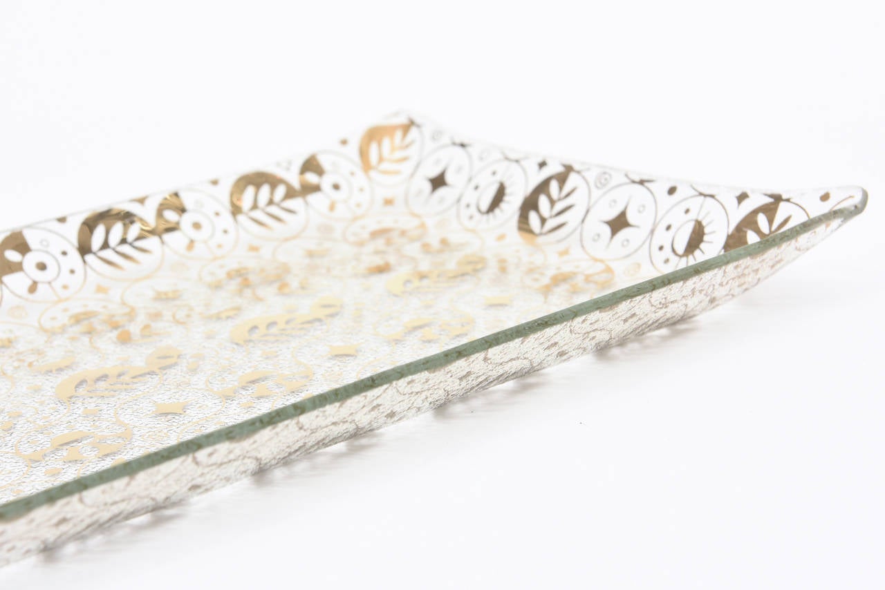 Signed George Briard Optical Glass Graphic Oblong Tray 3
