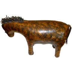 Abercrombie & Fitch Vintage Leather Donkey Footstool
