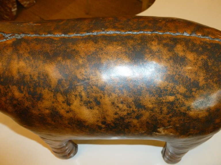 Mid-20th Century Abercrombie & Fitch Vintage Leather Donkey Footstool