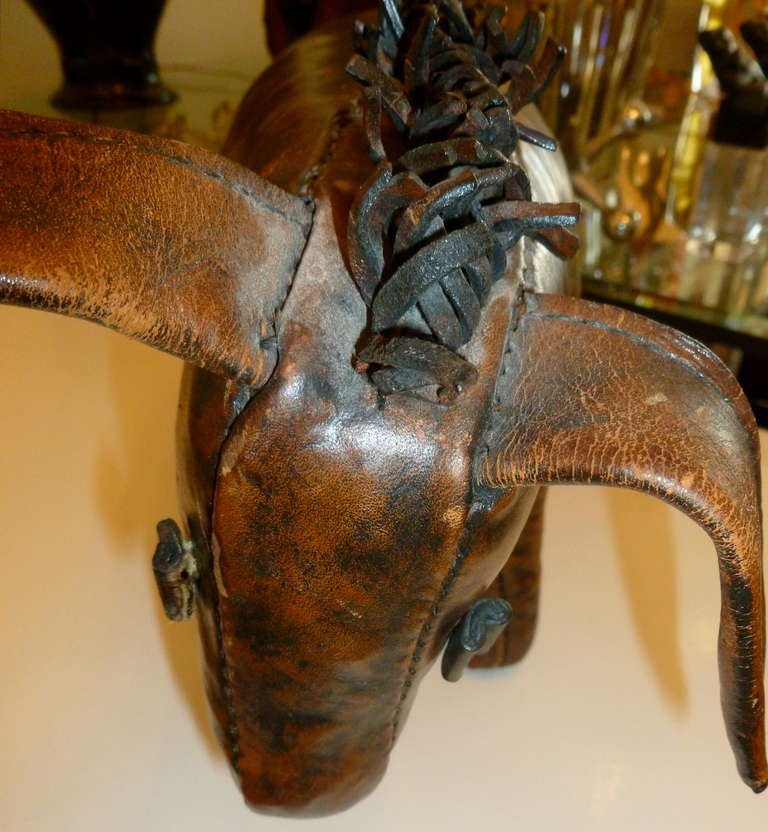 Abercrombie & Fitch Vintage Leather Donkey Footstool 3