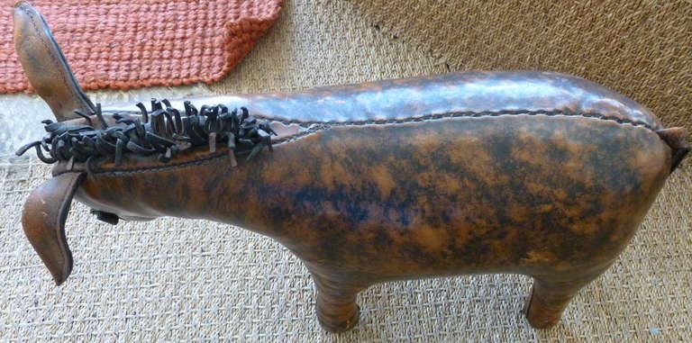 Abercrombie & Fitch Vintage Leather Donkey Footstool 2