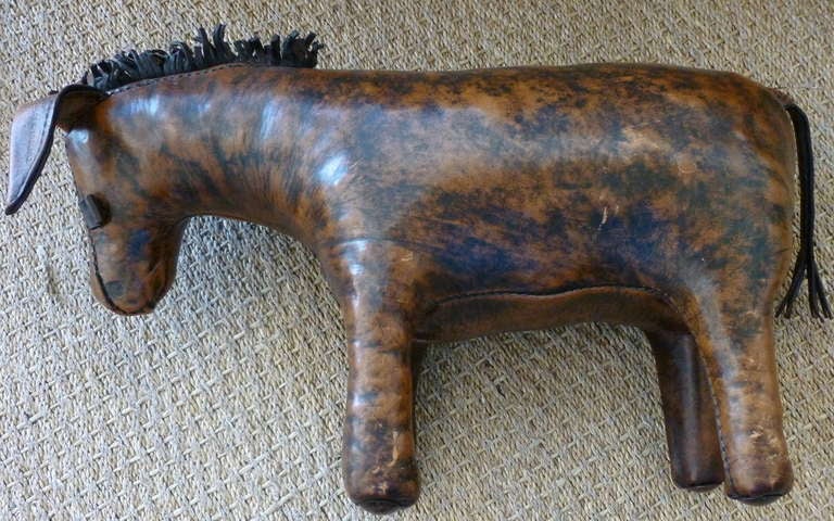 Abercrombie & Fitch Vintage Leather Donkey Footstool 1