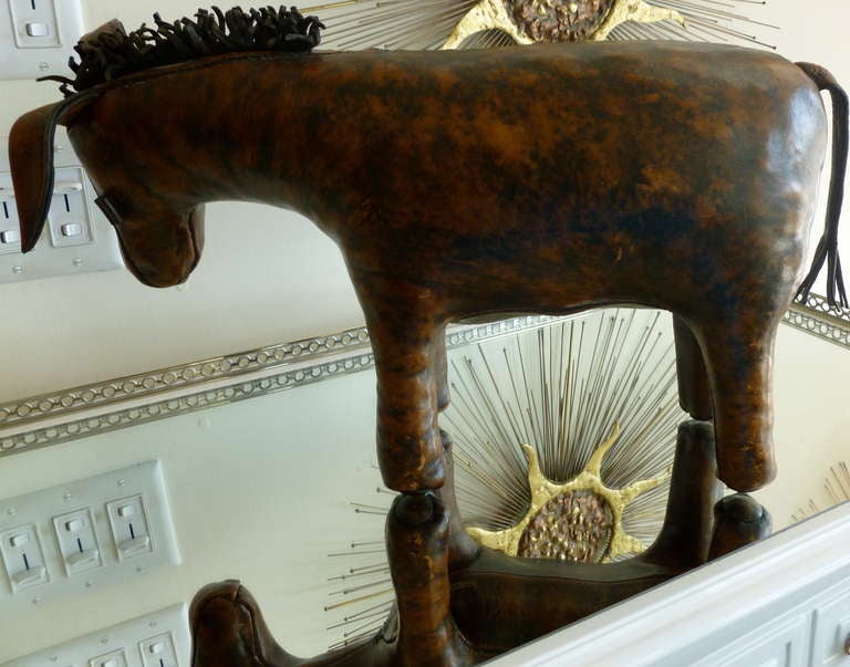 Abercrombie & Fitch Vintage Leather Donkey Footstool 4