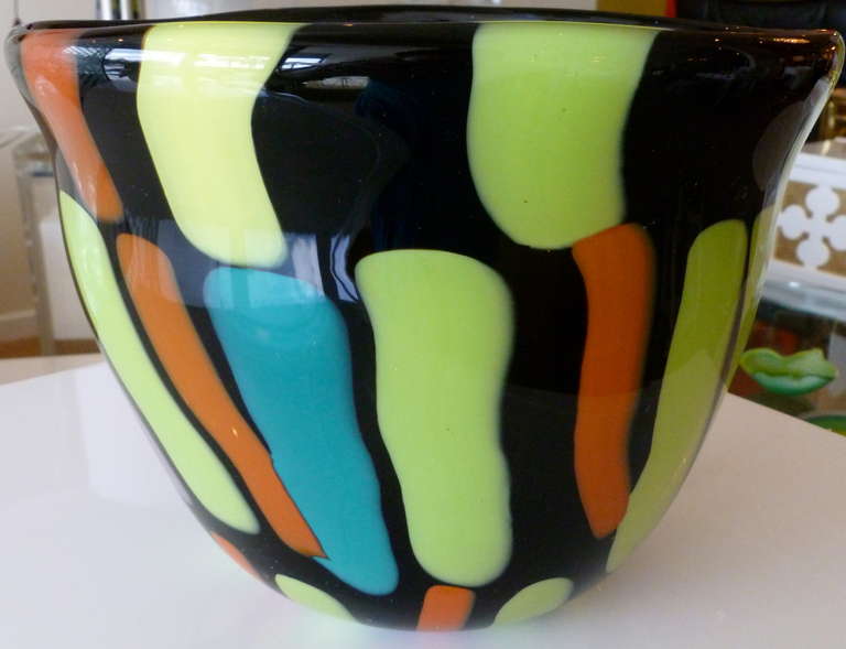 Stunning Italian Murano Glass Signed Fratelli Pagnin Vase or Vessel In Excellent Condition In North Miami, FL