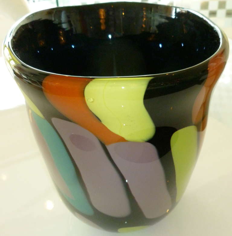 Modern Stunning Italian Murano Glass Signed Fratelli Pagnin Vase or Vessel