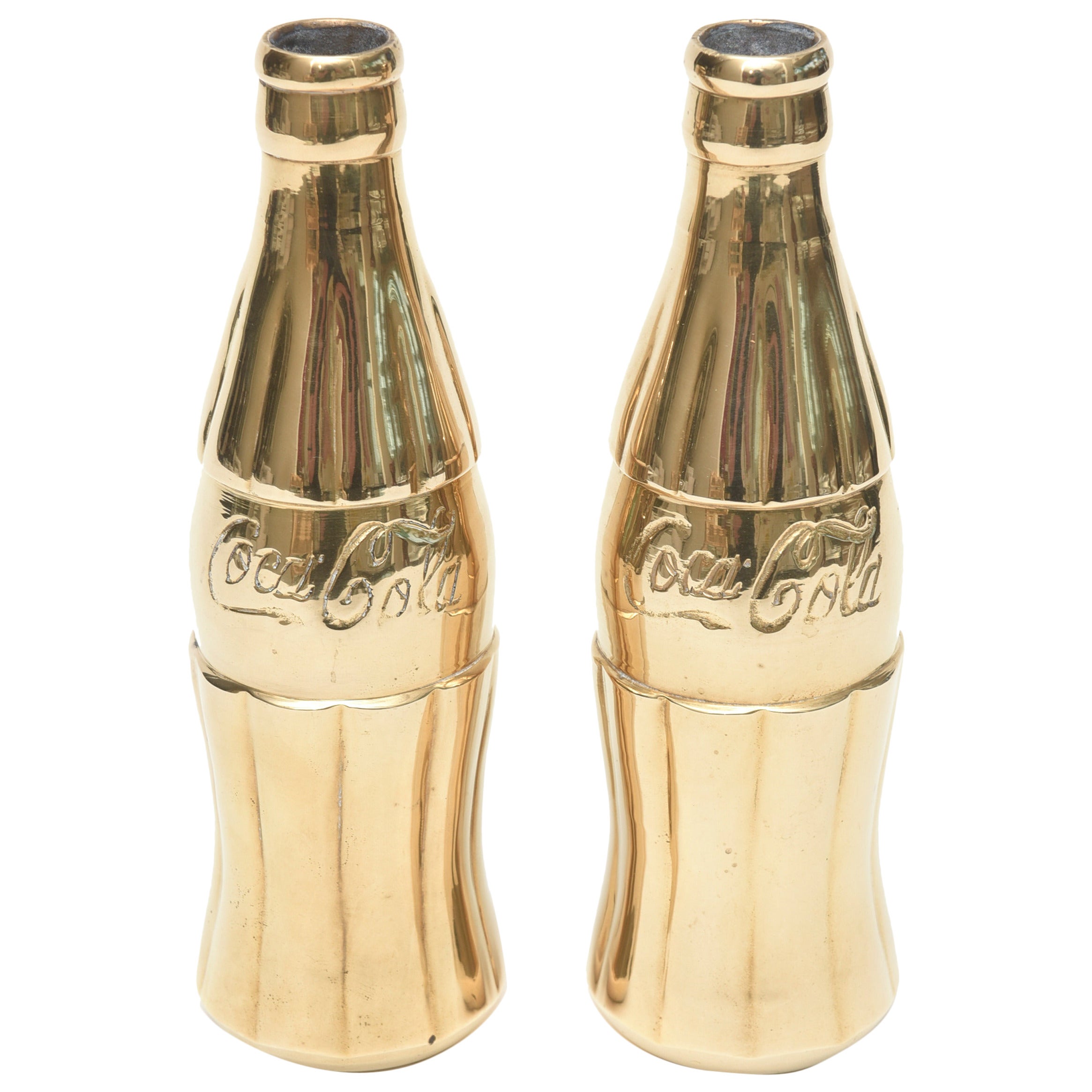 Pair of Pop Art Polished Brass Coke Bottles SATURDAY SALE